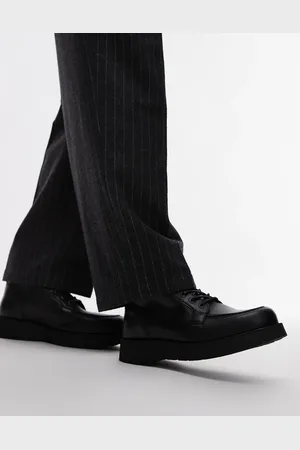 Tommy Hilfiger Botas negras con cordones de cuero de