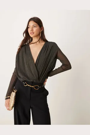 Abercrombie & Fitch Body negro drapeado con acabado efecto purpurina de -Dorado
