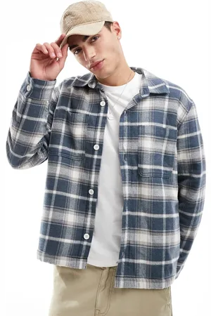 Hollister Chaqueta azul a cuadros de colores estilo camisa de
