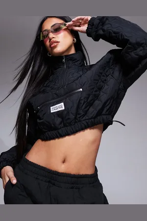 ASOS Chaqueta corta negra guateada con media cremallera de nailon de Weekend Collective (parte de un conjunto)-Azul marino