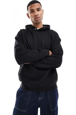 Threadbare Sudadera negra extragrande con capucha de