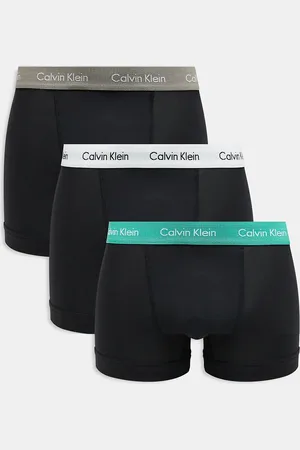 Calvin Klein Pack de 3 calzoncillos negros con cinturilla blanca, verde menta y beis Cotton Stretch de