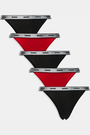 HUGO BOSS Set de regalo de 5 tangas de color negro y rojo de HUGO Bodywear