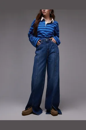 Tommy Hilfiger Vaqueros de talle alto con lavado medio y costura delantera Claire de -Azul