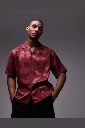 Topman Camisa holgada de manga corta con estampado floral de -Rojo