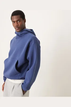 ASOS Sudadera de corte cuadrado ultragrande con capucha y cuello alzado de canalé grueso cepillado de