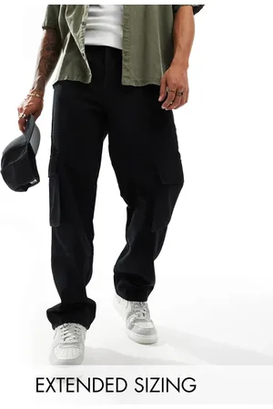 ASOS Pantalones negros cargo holgados de lona gruesa de