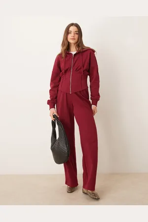ASOS Joggers de pernera ancha con cinturilla delantera en forma de pico de -Rojo
