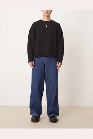 ASOS Vaqueros muy holgados con lavado medio y banda caqui lateral de
