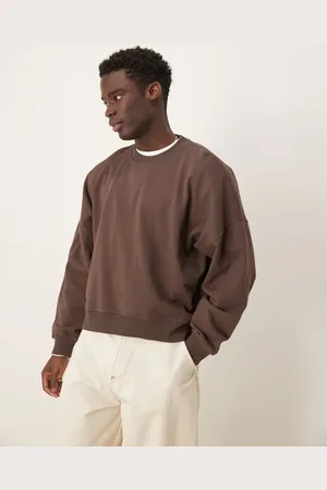 ASOS Sudadera corta extragrande con hombros caídos y abertura en el bajo de -Blanco
