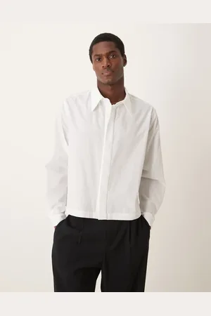 ASOS Camisa corta blanca de corte cuadrado con cuello de estilo años 70 de popelina de