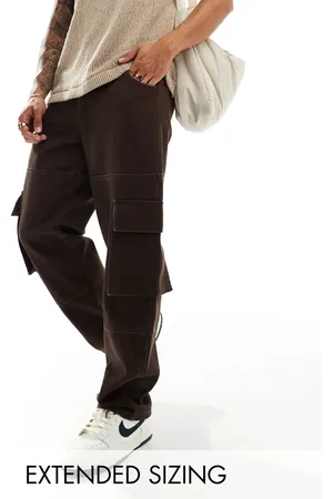 ASOS Pantalones marrones cargo holgados de lona gruesa de
