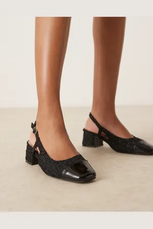 New Look Zapatos negros destalonados de bouclé con puntera en contraste de