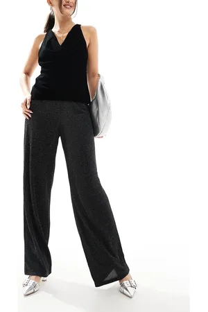 VERO MODA Pantalones negros de pernera ancha con acabado de purpurina Mix & Match de