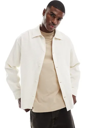 JACK & JONES Camisa blanca extragrande de tejido texturizado de -Blanco