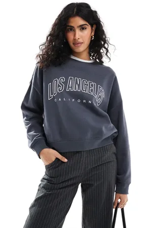 ONLY Sudadera gris carbón con cuello redondo y estampado "Los Angeles" de