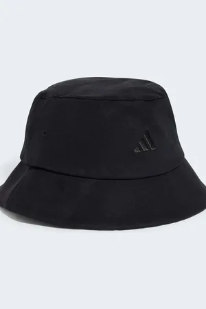 adidas Sombrero de pescador negro y blanco con 3 rayas de