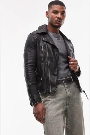 AllSaints Chaqueta biker negra de cuero Thurman de