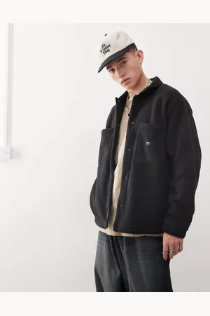 Vans Chaqueta negra estilo camisa de felpa polar gruesa Penmar de