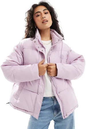 Hugo Blue Chaqueta de plumas rosa con estampado integral Falena de