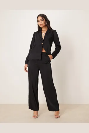 VILA Pantalones negros de pernera ancha con lazada en la cintura de (parte de un conjunto)