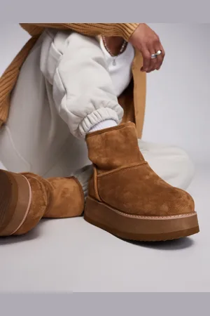 ASOS Botas color tostado sin cierres de antelina con suela gruesa de -Marrón