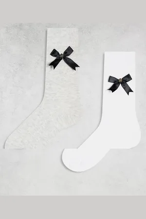 Cotton On Pack de 2 pares de calcetines deportivos de color blanco y gris pálido con detalle de lazo de Cotton On-Multicolor