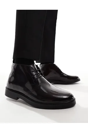 ASOS Botines Chukka con cordones de cuero bruñido de -Rojo
