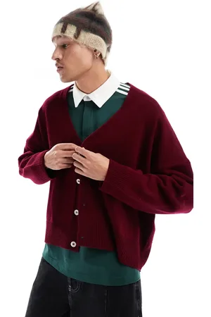 ASOS Cárdigan burdeos de corte cuadrado ultragrande de punto de -Rojo