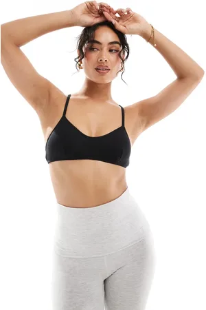 Cotton On Bralette negro con cuello ancho de punto pointelle de algodón de Cotton On