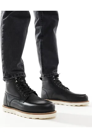 ASOS Botas negras con suela en contraste y cordones de cuero de