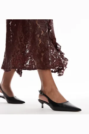 Topshop Zapatos de salón negros destalonados de tacón medio Ellie de