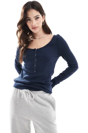 Hollister Top abotonado de manga larga de