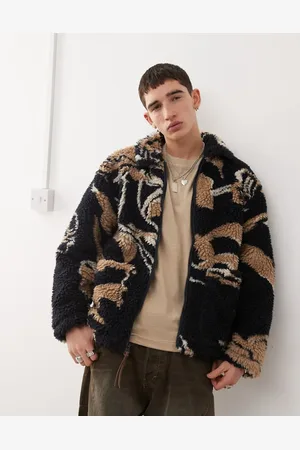 Obey Chaqueta con estampado gráfico de setas de sherpa de