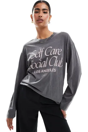 Hollister Camiseta dad extragrande de manga larga con y estampado de texto de -Gris
