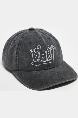 Obey Gorra negra pigmentada con botones de presión y diseño de 6 paneles Quotes de