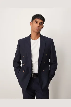 ASOS Americana de corte slim con raya diplomática y doble botonadura de