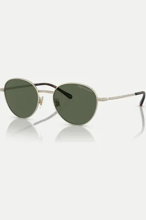 Ralph Lauren Gafas de sol dorado pálido semibrillante redondeadas con lentes verdes polarizadas Ph3144 de Polo