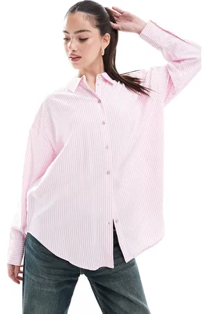 VERO MODA Camisa rosa y blanca a extragrande de