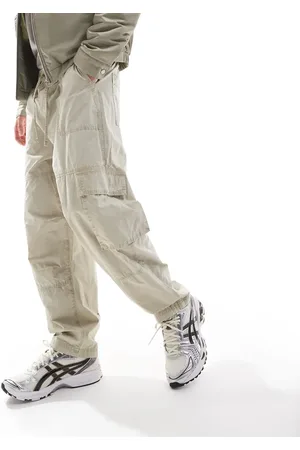 ASOS Pantalones cargo color piedra lavado holgados con detalle de paneles de -Blanco