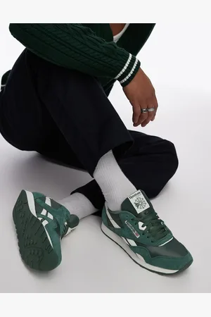 Reebok Zapatillas de deporte verdes y blancas de nailon Classic