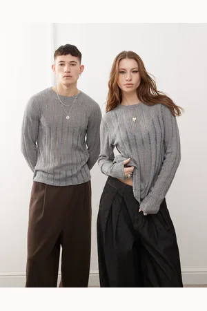 Reclaimed Top unisex de manga larga con detalles calados de