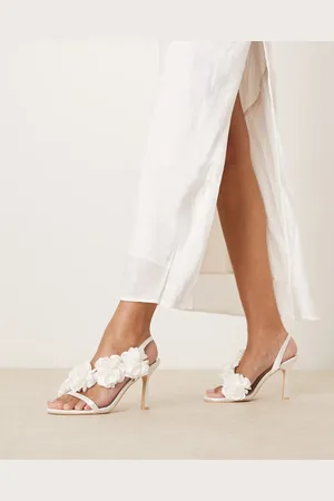 Be Mine Sandalias de novia color marfil de tacón con detalle floral Delira de -Blanco
