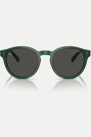 Ralph Lauren Gafas de sol verde brillante transparente redondeadas con lentes grises Ph4192 de Polo