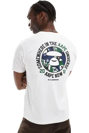 A Bathing Ape Camiseta blanca con logo y estampado de camuflaje en la espalda de -Blanco
