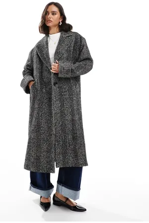 Miss Selfridge Abrigo largo extragrande con patrón de chevrón de -Multicolor