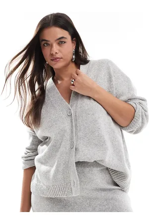 ASOS Cárdigan con cuello de pico de ASOS DESIGN Curve (parte de un conjunto)