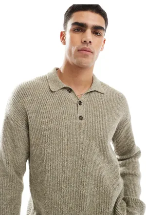 New Look Polo verde oliva de punto inglés de