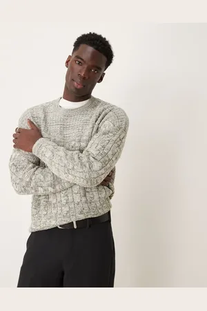 ASOS Jersey de punto con cuello redondo y detalle de punto de ochos de -Verde