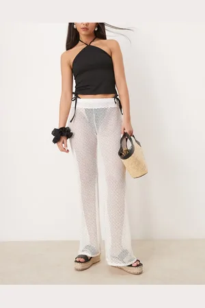 Free Society Pantalones playeros blancos de punto de